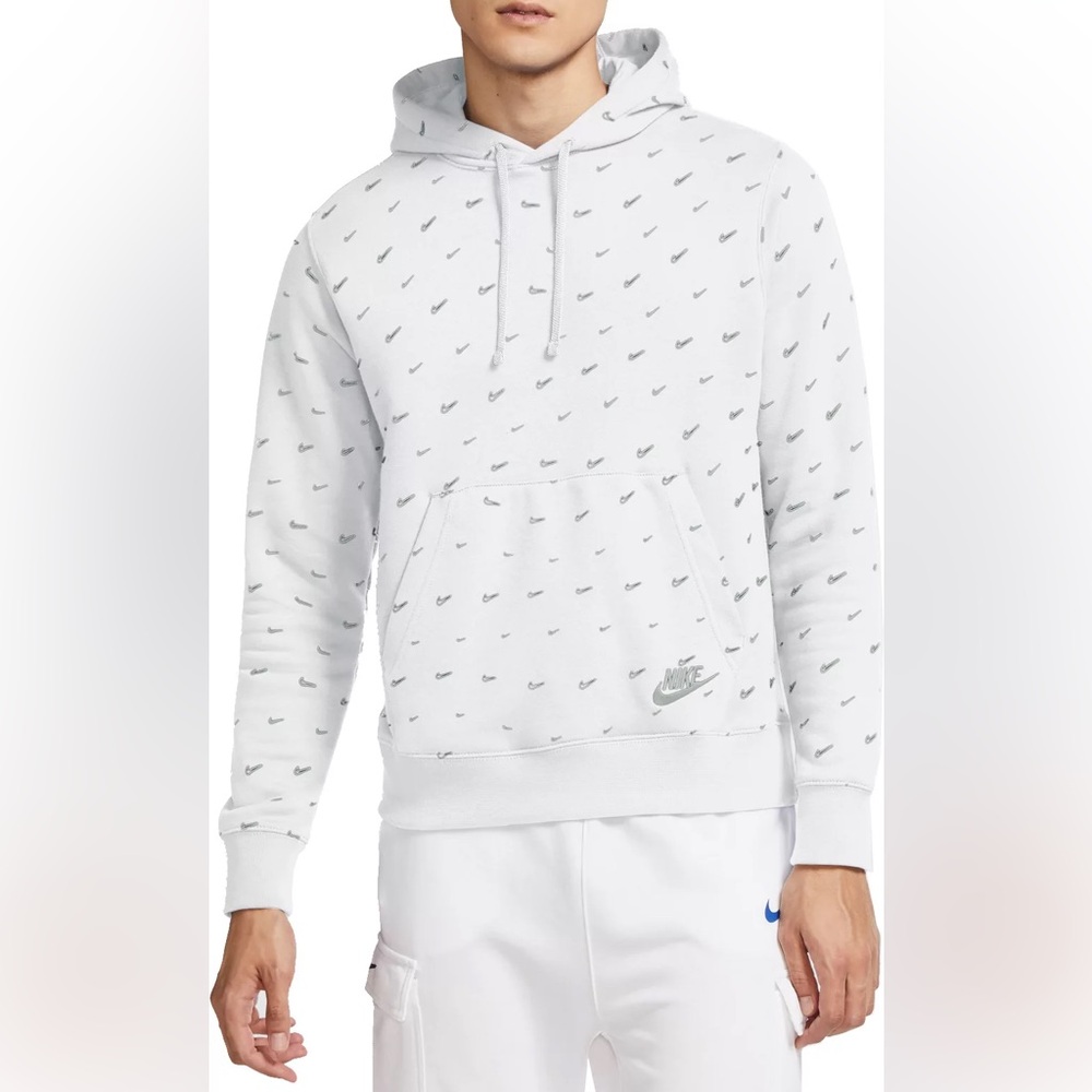 Nike Men's Sportswear Club Fleece Swoosh Allover Print Pullover Hoodie
